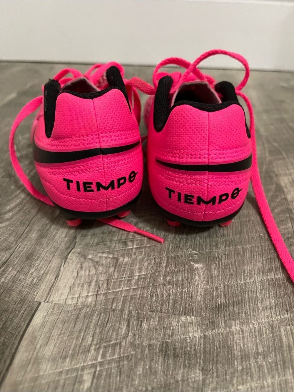 Nike Tiempo Bright Pink Soccer Cleat with Black Swoosh - Picture 4 of 6